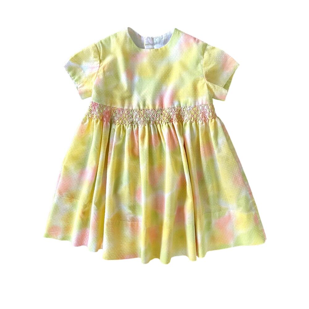 Vintage Children's Toddler's Girl's Yellow Tie-Dye Dress 4T